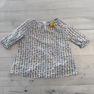 Mini Boden girls blue‎ yellow floral top 1.5/2 years